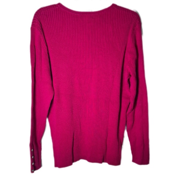 Lands' End Fuchsia Crew Neck Sweater - Picture 2 of 4